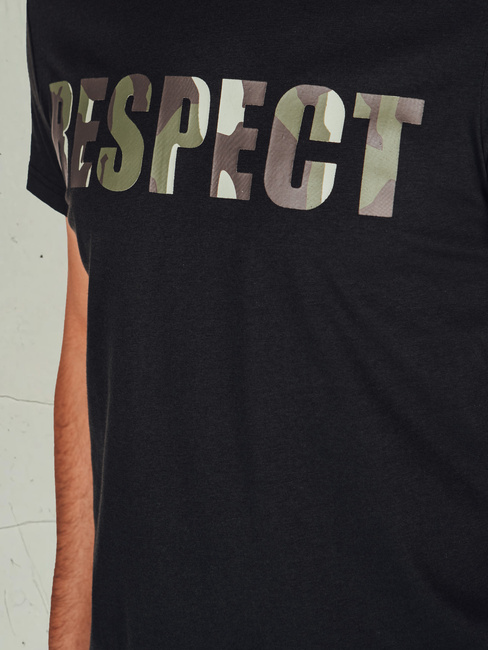 T-shirt męski z nadrukiem czarny Dstreet RX5667