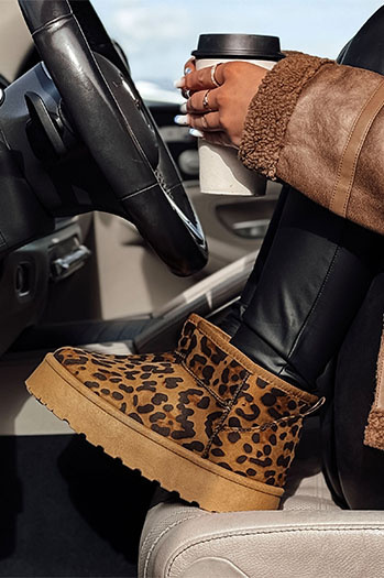 Śniegowce damskie na platformie panterka BRINETTO Dstreet ZY0572