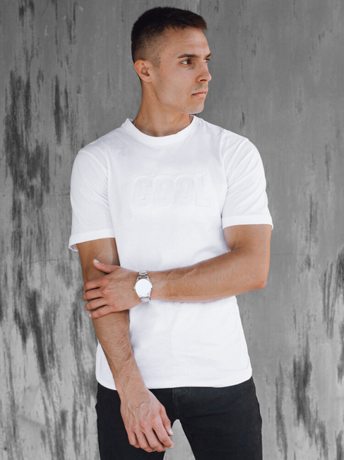 T-shirt męski z nadrukiem biały Dstreet RX5512