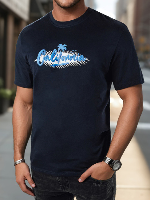 Koszulka męska z nadrukiem granatowa Dstreet RX5372