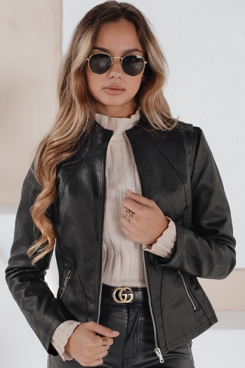 Kurtka skórzana damska ramoneska czarna Dstreet TY5201