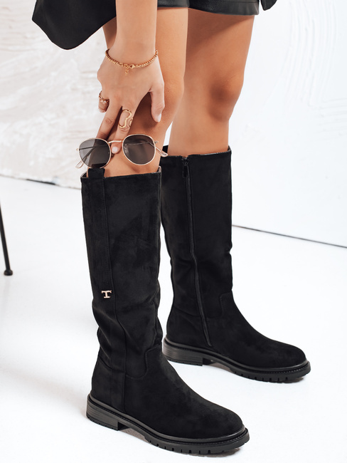 Kozaki damskie zamszowe czarne Dstreet ZY1159