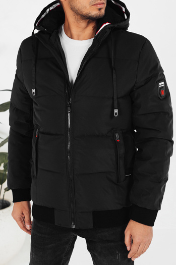 Kurtka męska zimowa z kapturem czarna Dstreet TX5087