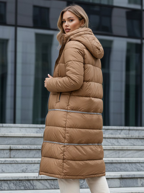 Kurtka damska zimowa długa kamelowa Dstreet TY5167