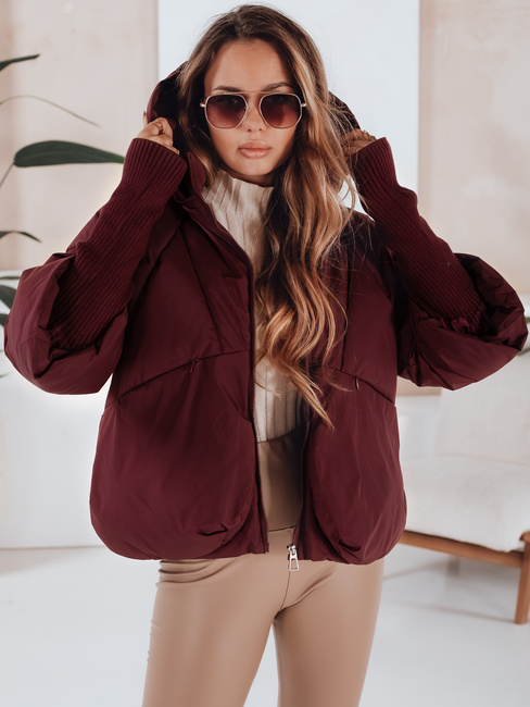 Kurtka damska zimowa MISSLAYER z kapturem burgundowa Dstreet TY5037