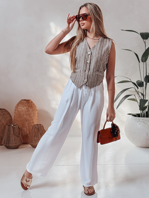 Spodnie damskie casualowe wide leg LOVETRIP białe Dstreet UY2640