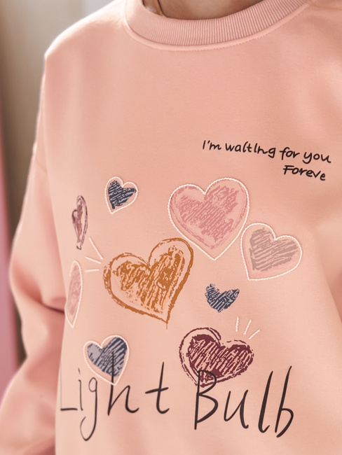 Bluza damska oversize z sercami PINKNOTE różowa Dstreet BY1500