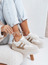 Sneakersy damskie ocieplane na platformie beżowe Dstreet ZY1080