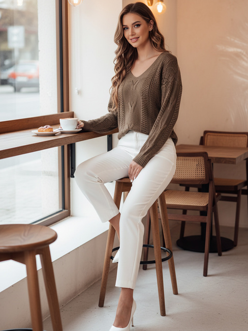 Sweter damski LACEONIA beżowy Dstreet MY2404