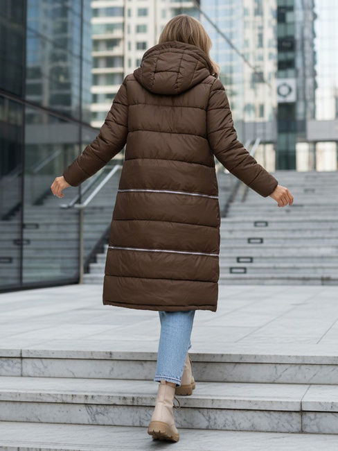 Kurtka damska zimowa długa brązowa Dstreet TY5475