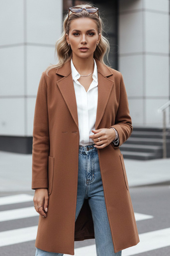 Płaszcz damski oversize LINNORE długi kamelowy Dstreet NY0703