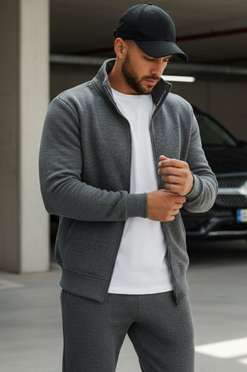 Bluza męska rozpinana bez kaptura antracytowa BX4111