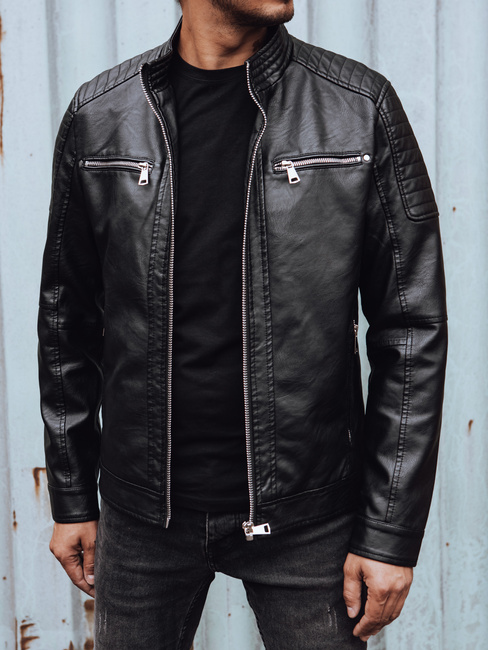 Kurtka męska przejściowa skórzana czarna Dstreet TX4731