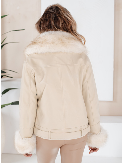 Kurtka damska ramoneska z futerkiem beżowa Dstreet TY5123