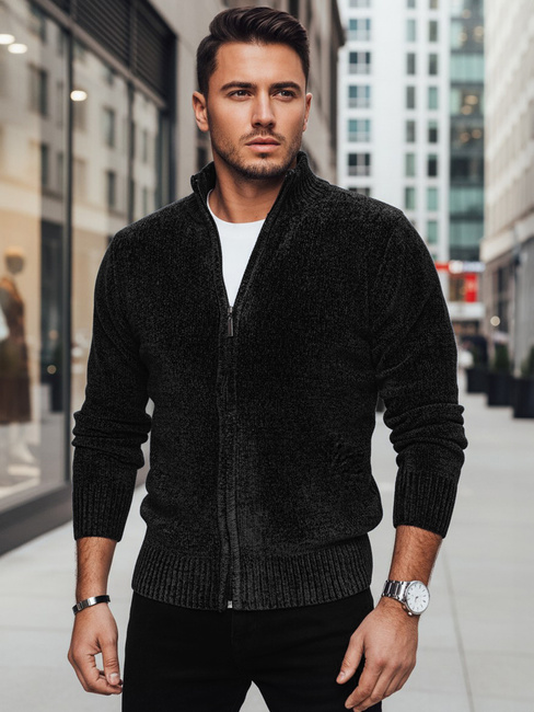 Sweter męski rozpinany czarny Dstreet WX2232