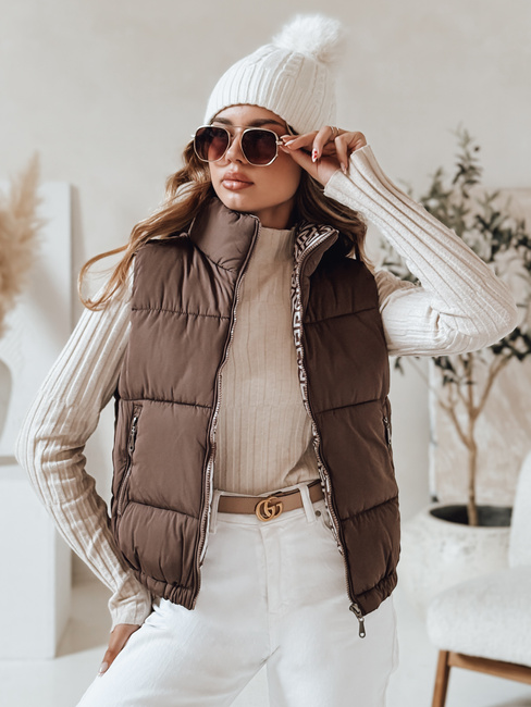 Kamizelka damska pikowana URBANELLE jasnobrązowa Dstreet TY4971