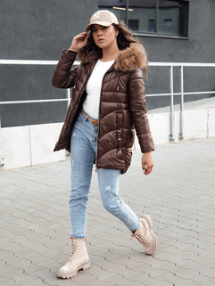 Kurtka zimowa damska z kapturem WINTERCHIC kawowa Dstreet TY4458_1