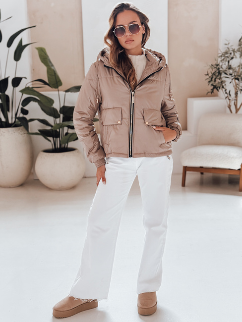 Kurtka damska pikowana z kapturem ARON kamelowa Dstreet TY4398