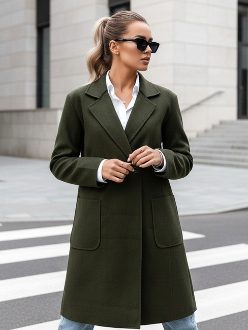 Płaszcz damski oversize LINNORE długi oliwkowy Dstreet NY0704