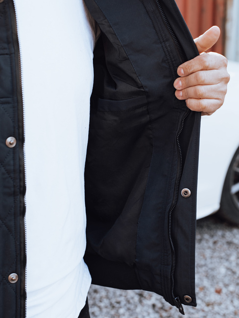 Kurtka męska przejściowa pikowana z kapturem granatowa Dstreet TX5038