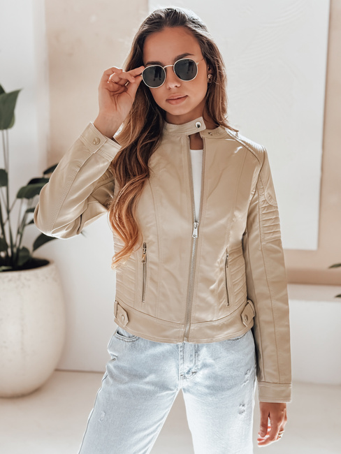 Kurtka skórzana damska ramoneska ROCKMISS beżowa Dstreet TY5215
