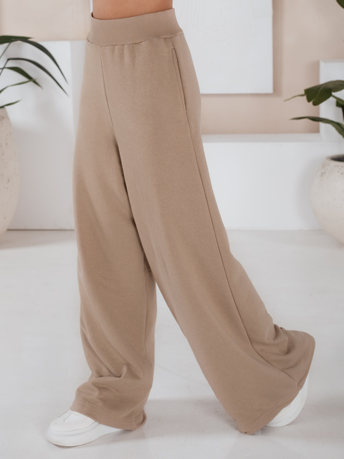 Komplet damski spodnie wide leg i bluza MINALIA beżowy Dstreet AY0918