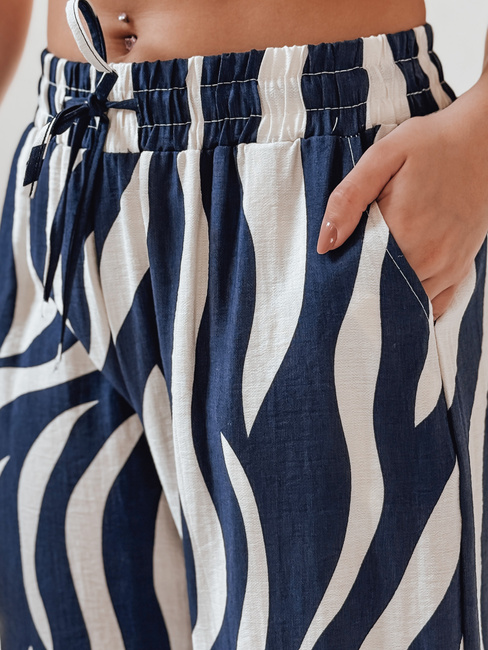 Spodnie damskie wide leg w paski ZEBRAVIBE granatowo-beżowe Dstreet UY2654