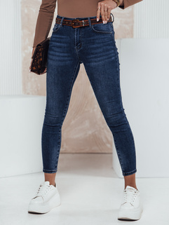 Spodnie jeansowe damskie DENIMFITT skinny z paskiem niebeiskie Dstreet UY2321_1