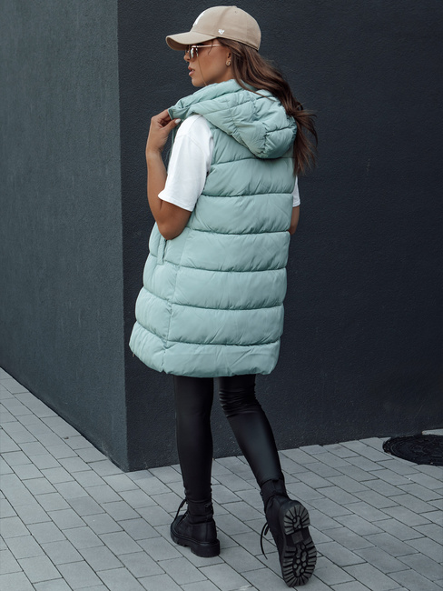 Kamizelka damska pikowana z kapturem BRITA miętowa Dstreet TY4511