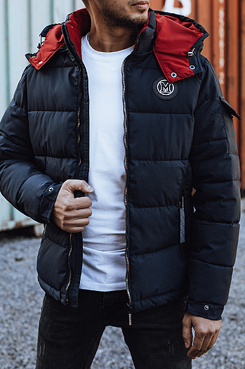 Kurtka męska zimowa pikowana z kapturem granatowa Dstreet TX4929