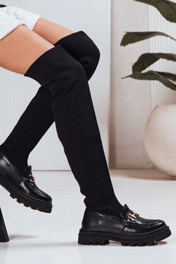 Kozaki damskie skarpetowe czarne Dstreet ZY1312