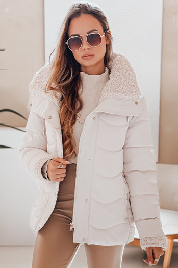 Kurtka damska zimowa WARMMISS pikowana z kapturem biała Dstreet TY4922