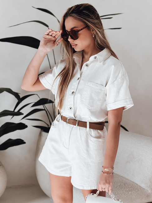 Kombinezon krótki jeansowy DINOZIA biały Dstreet EY2589