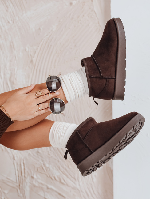 Śniegowce damskie na platformie brązowe Dstreet ZY1076