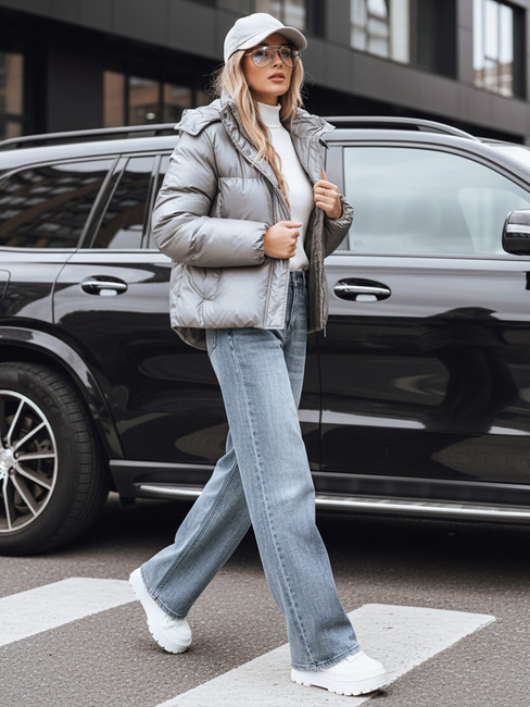 Kurtka przejściowa skórzana damska ciemnoszara Dstreet TY5191