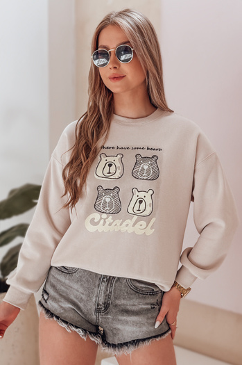 Bluza damska oversize z misiami MISOBEARS beżowa Dstreet BY1438