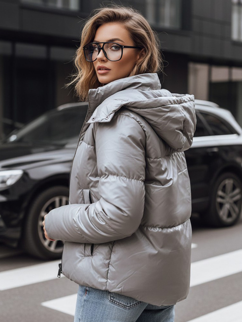 Kurtka przejściowa skórzana damska ciemnoszara Dstreet TY5191