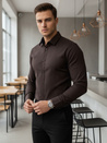 Koszula męska SLIM FIT elegancka gładka ciemnobrązowa Dstreet DX2682