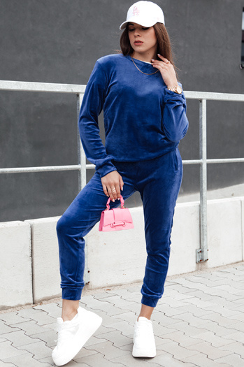 Komplet damski welurowy URBANVELVET granatowy Dstreet AY1057