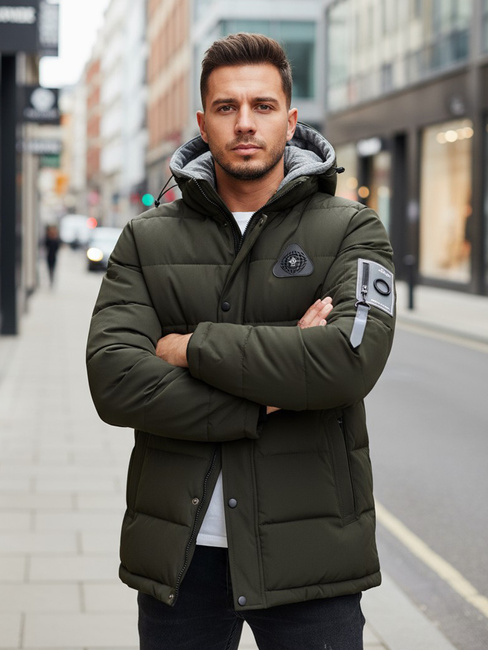 Kurtka męska zimowa z kapturem zielona Dstreet TX5092