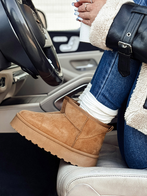 Śniegowce damskie na platformie kamelowe BRINETTO Dstreet ZY0549