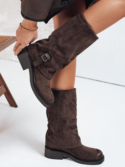 Kozaki damskie zamszowe brązowe Dstreet ZY1184