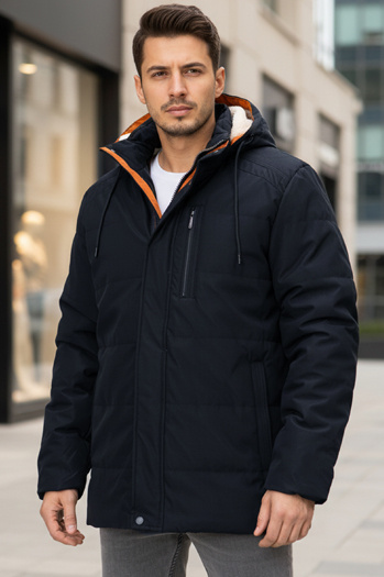 Kurtka męska zimowa z kapturem granatowa Dstreet TX5043