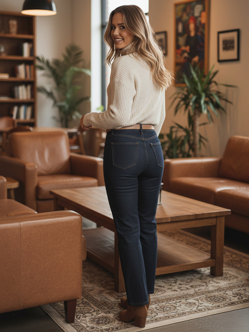 Spodnie damskie jeansowe wide leg CLASSIFIT granatowe Dstreet UY2665