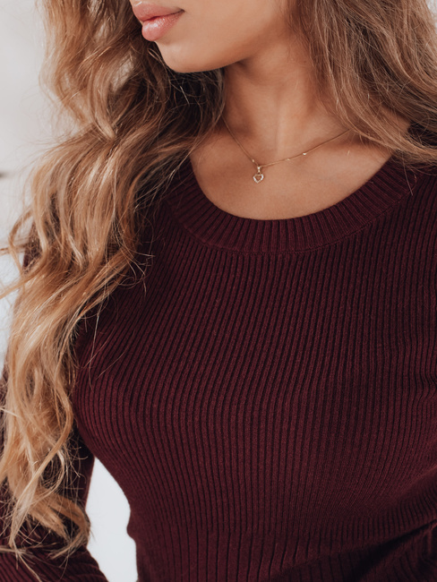Damski sweter prążkowany NOLVIE bordowy Dstreet MY2493