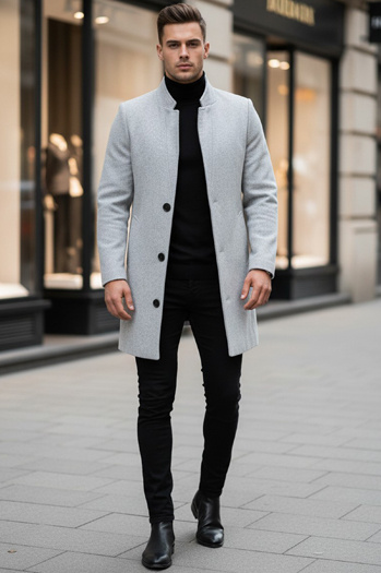 Płaszcz męski jednorzędowy szary Dstreet CX0428