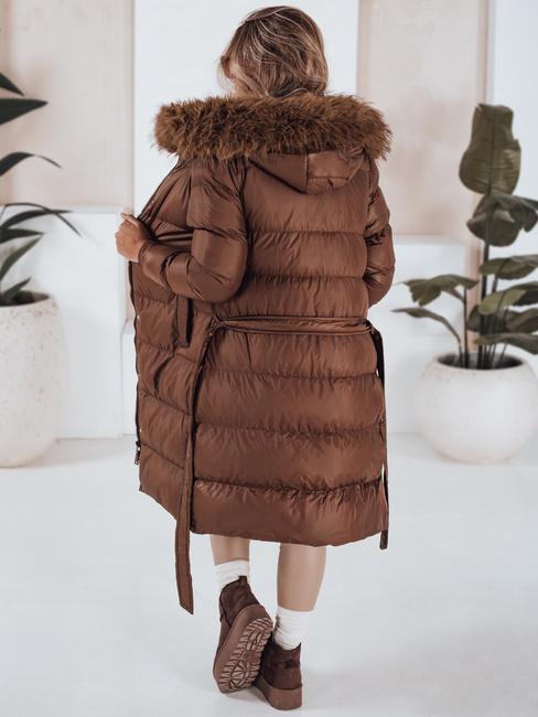 Kurtka zimowa damska pikowana z futerkiem STYLEBELLA brązowa Dstreet TY5009