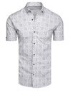 Koszula męska we wzory z krótkim rękawem jasnoszara Dstreet KX1055