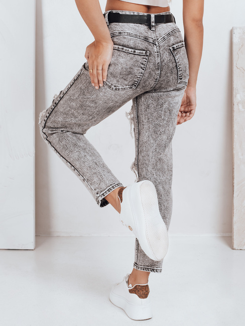 Jeansy damskie push up z dziurami szare Dstreet UY2780