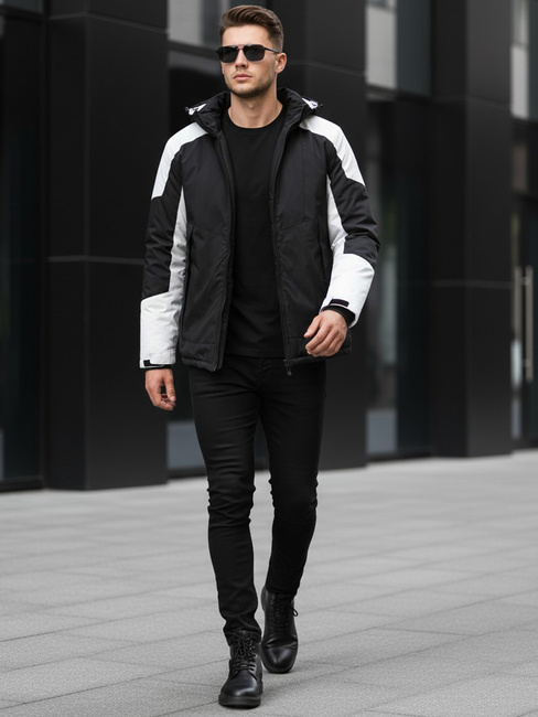 Kurtka męska zimowa z kapturem czarna Dstreet TX5123